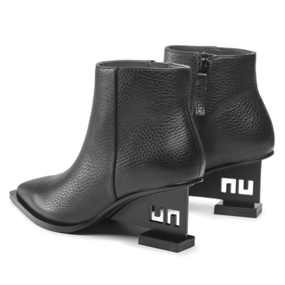 UNITED NUDE Brand New UN Bootie MD Black Cutout Wedge Heel Nappa Leather NIB